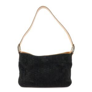 Celine Macadam Suede Shoulder Bag Black